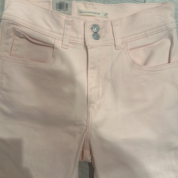 Levi’s Denim 724 High Rise Slim Straight Cropped Jeans Natural Light Peach 27 - Picture 4 of 7